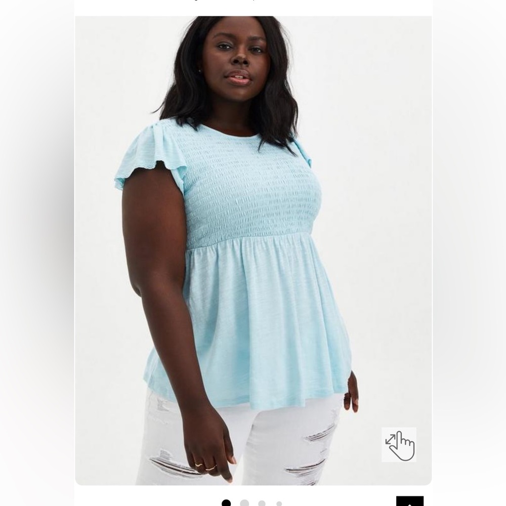 Torrid smocked flutter sleeve babydoll top 5x aqua excellent condition